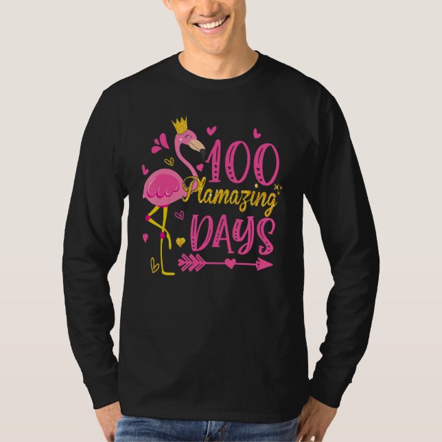 100 Flamazing Days Of School Flamingo 100th Day Te T-Shirt (Front)