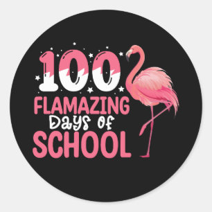 100 Flamazing Days of School Flamingo Teacher Classic Round Sticker