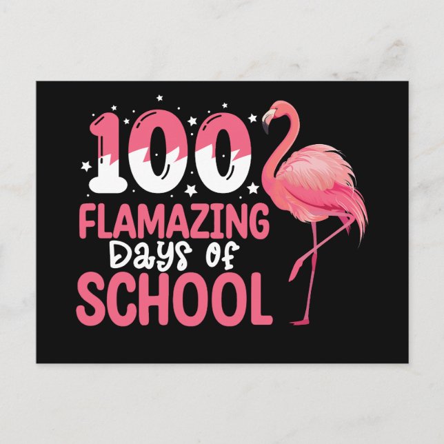 100 Flamazing Days of School Flamingo Teacher Postcard (Front)
