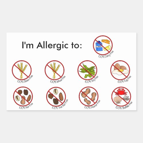 100 Food Allergy Free_ Choose Your Allergy Rectangular Sticker