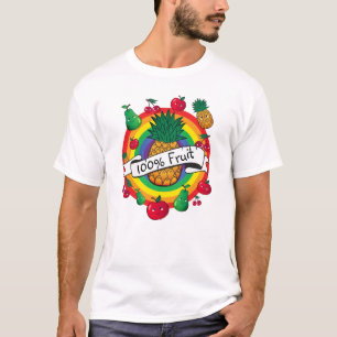 "100% Fruit" rainbow colored kawaii fruit T-Shirt