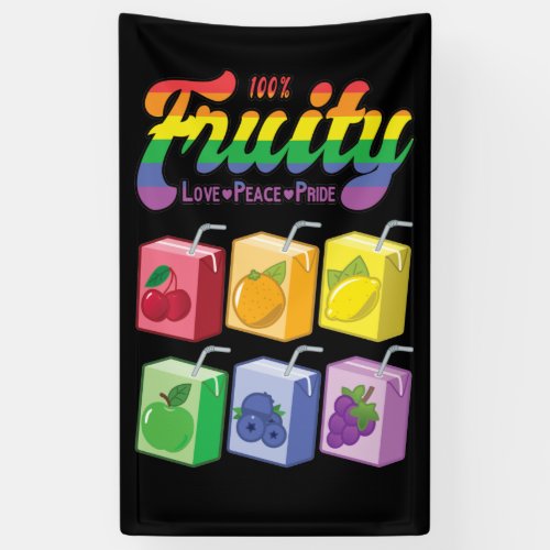 100 Fruity _Love Peace Pride Rainbow Juice Box Banner