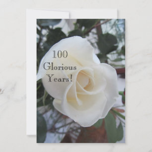 100 GloriousYears!-Birthday Celebration/White Rose Invitation