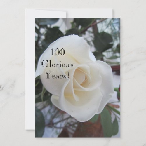 100 GloriousYears_Birthday CelebrationWhite Rose Invitation