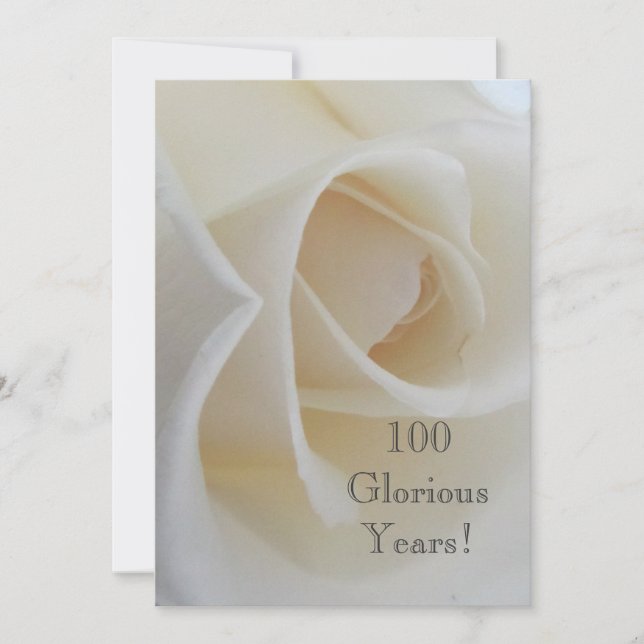 100 GloriousYears!-Birthday Celebration/White Rose Invitation (Front)