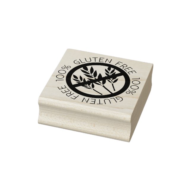100% Gluten Free No Gluten No Wheat Symbol Rubber Stamp (Stamp)