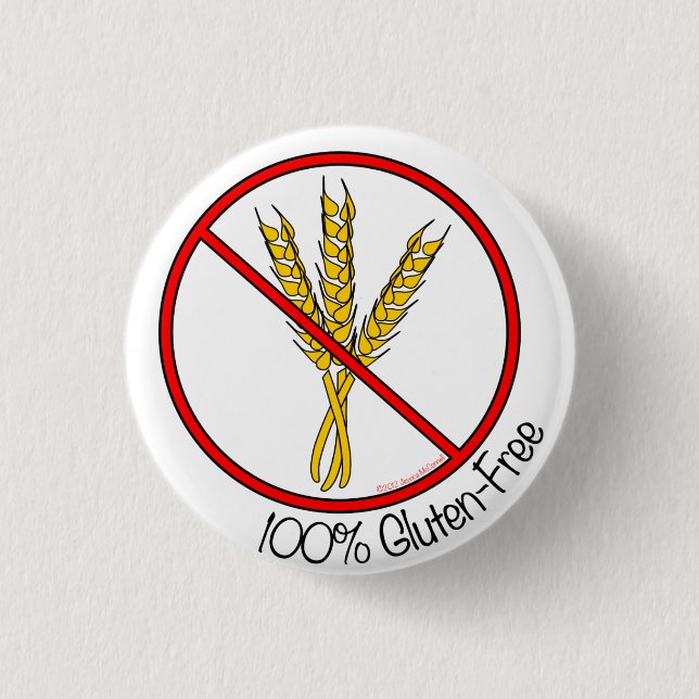 100% Gluten Free Pinback Button (Front)