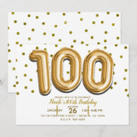 100 Gold Balloons & Confetti 100th Birthday Party