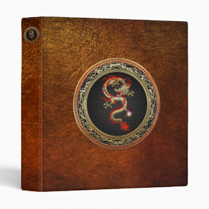 [100] Golden Chinese Dragon Fucanglong 3 Ring Binder