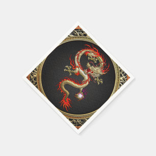 [100] Golden Chinese Dragon Fucanglong Paper Napkins