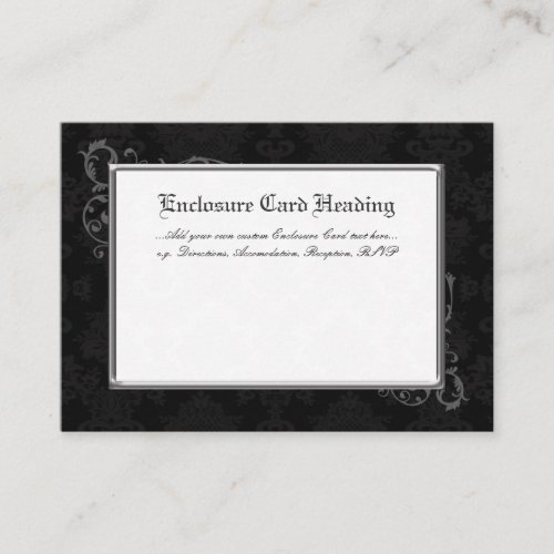 100 Gothic Damask Wedding Enclosures Black &amp; White Business Card Template