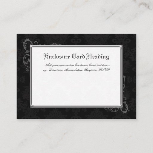 Customizable 100 Gothic Damask Wedding Enclosures Black &amp; White Business Card Template