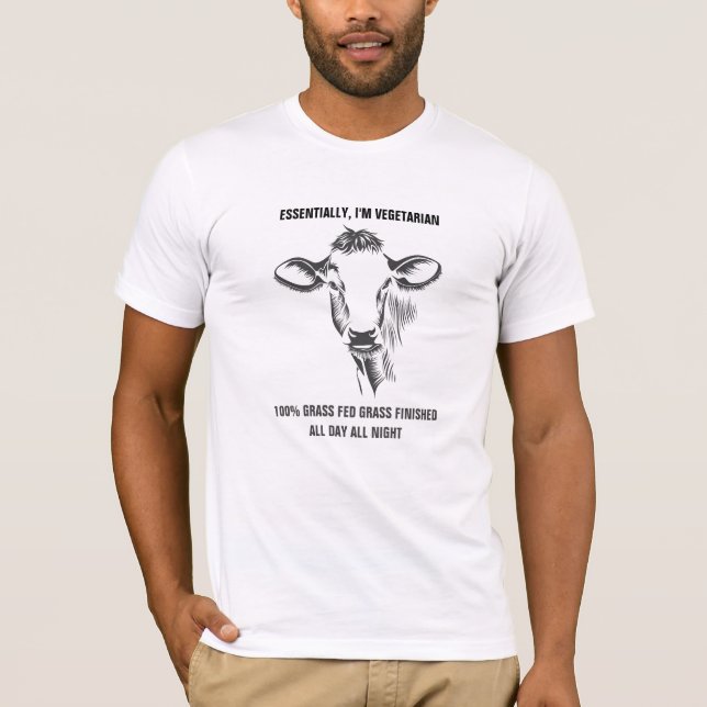 100% GRASS FED GRASS FINISHED COW GRAPHIC T-Shirt (Front)