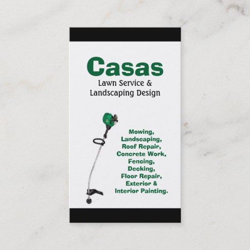 Customizable 100 Grass Lawn Landscaping Mowing Business Card