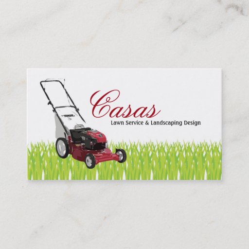Customizable 100 Grass Lawn Landscaping Mowing Business Card