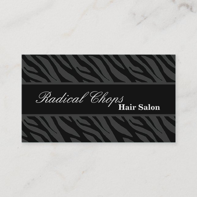 100 Gray Black Zebra Print Pattern Business Card (Front)