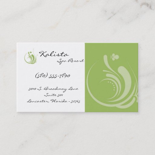 Customizable 100 Green Logo Spa Resort Retreat Business Card