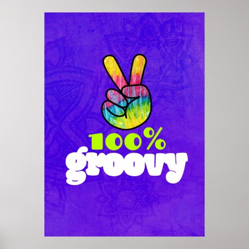 100 Groovy Rainbow Hand Peace Sign