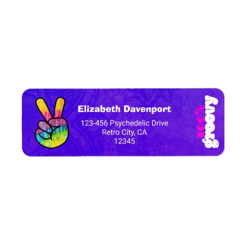 100 Groovy Rainbow Hand Peace Sign Label