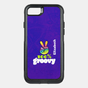 100% Groovy Rainbow Hand Peace Sign Personalized OtterBox Commuter iPhone SE/8/7 Case