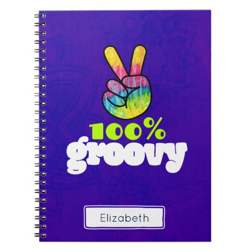 100 Groovy Rainbow with Hand Peace Sign Unique Notebook