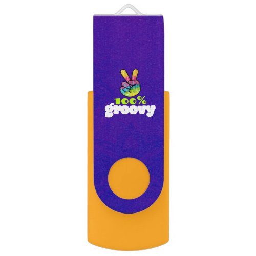 100 Groovy with Rainbow Hand Peace Sign USB Flash Drive