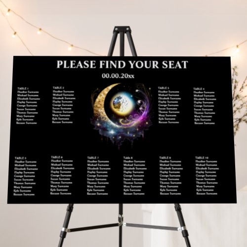 100 guests  Celestial full moonmagenta starry Foam Board