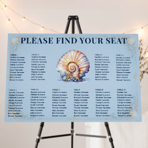 100 guests Seashell beach wedding editable Foam Board