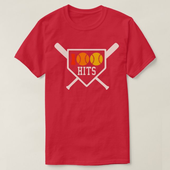 100 Hits Softball Baseball Coach High School Softb T-Shirt (Design Front)