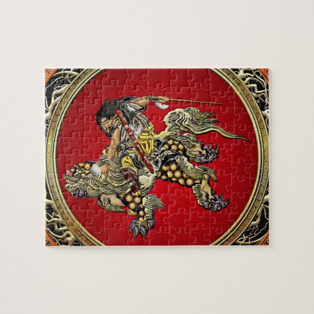 [100] Hokusai - Shoki Riding Shishi Lion Jigsaw Puzzle (Horizontal)