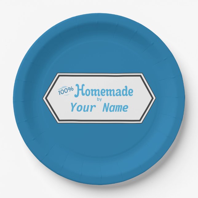 100% Homemade Food Label Paper Plates (Front)