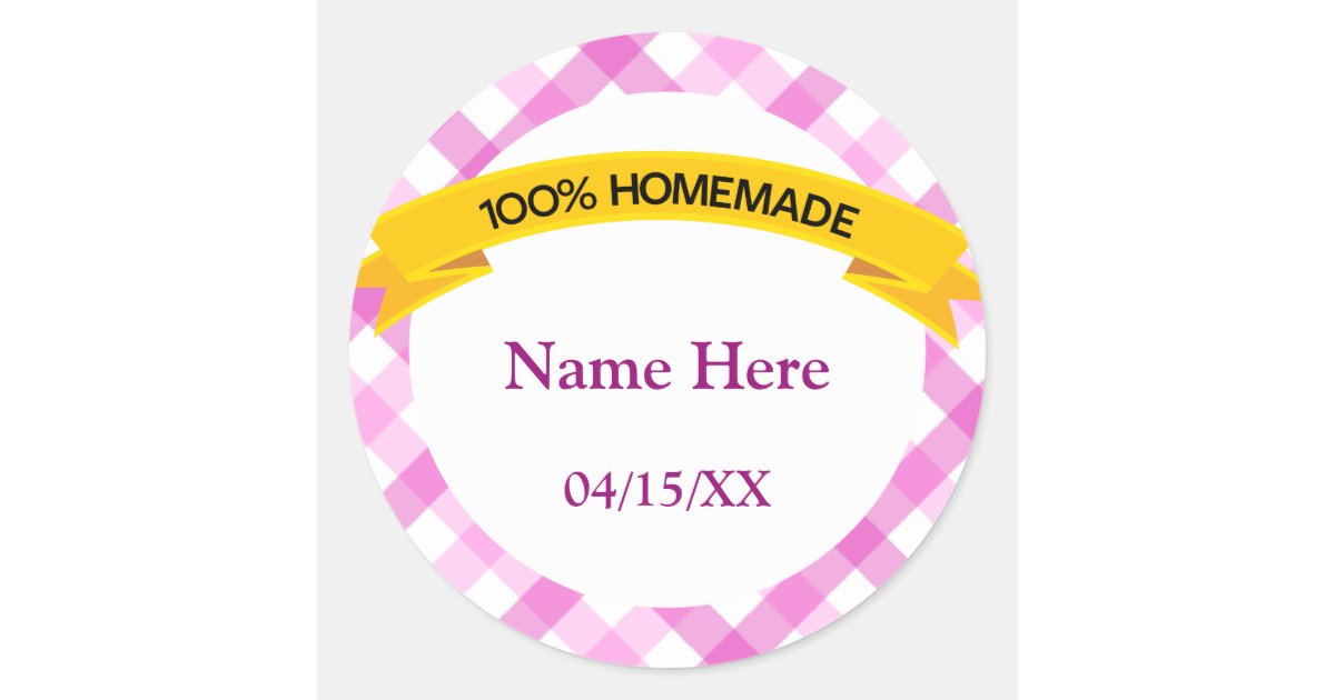 100% Homemade Food Label - Pink | Zazzle.com