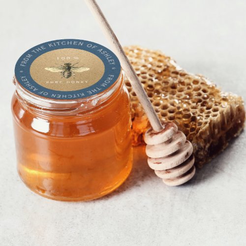 100 Homemade Honey Kitchen Organic Bee Blue Classic Round Sticker