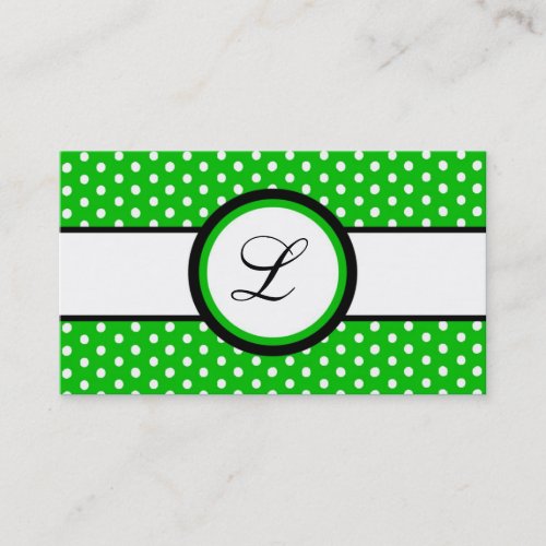 100 Hot Green White Polkadot Pokadot Business Card