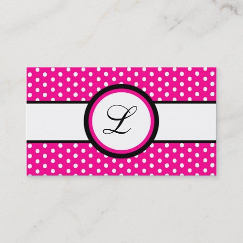 100 Hot Pink White Polkadot Pokadot Business Card