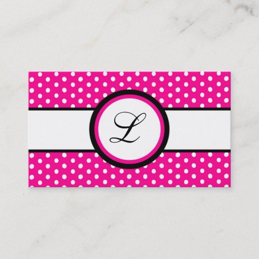 Customizable 100 Hot Pink White Polkadot Pokadot Business Card