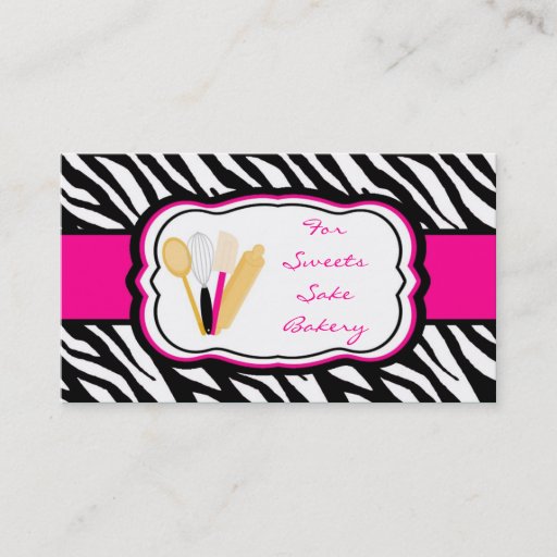 Customizable 100 Hot Pink Zebra Bakery Chef Business Card