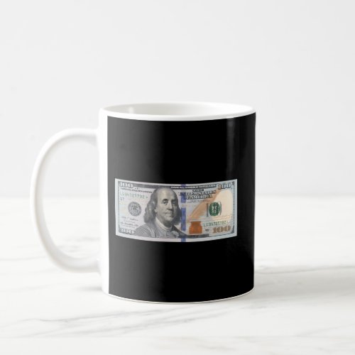 100 Hundred Dollar Bill Printed On Front Back Coffee Mug