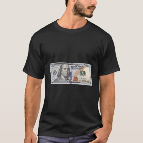 100 Hundred Dollar Bill Printed On Front Back T_Shirt