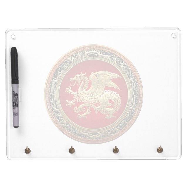[100] Icelandic Dragon, Landvættir [Gold] Dry Erase Board With Keychain Holder (Front)