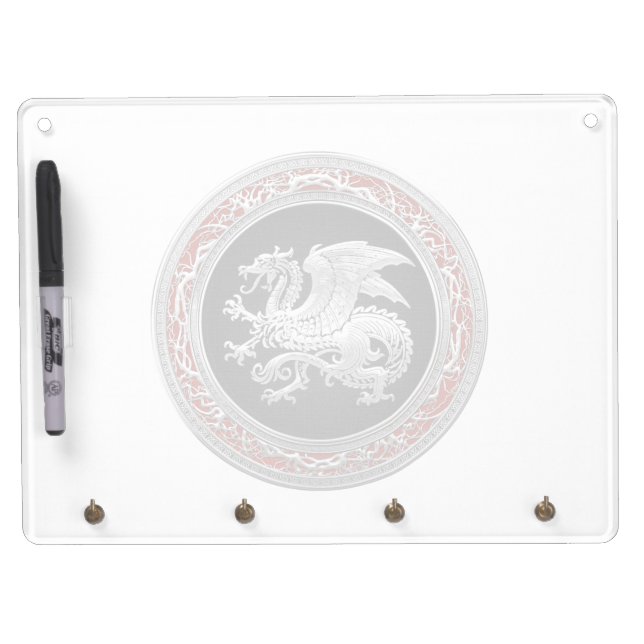 [100] Icelandic Dragon, Landvættir [Silver] Dry Erase Board With Keychain Holder (Front)