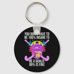 100% Insane - Crazy Field Hockey Goalie  Keychain