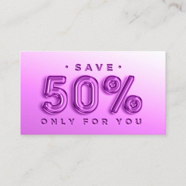 100 INSERT QR CODE 50%OFF DISCOUNT LOGO PINKY (Front)