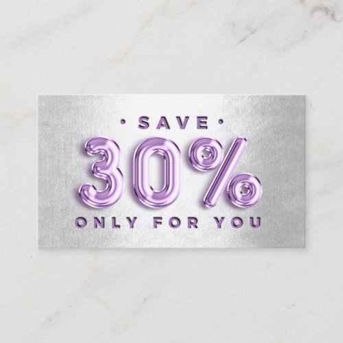 100 INSERT QRCODE 30OFF Logo PurpleSilver Balloon