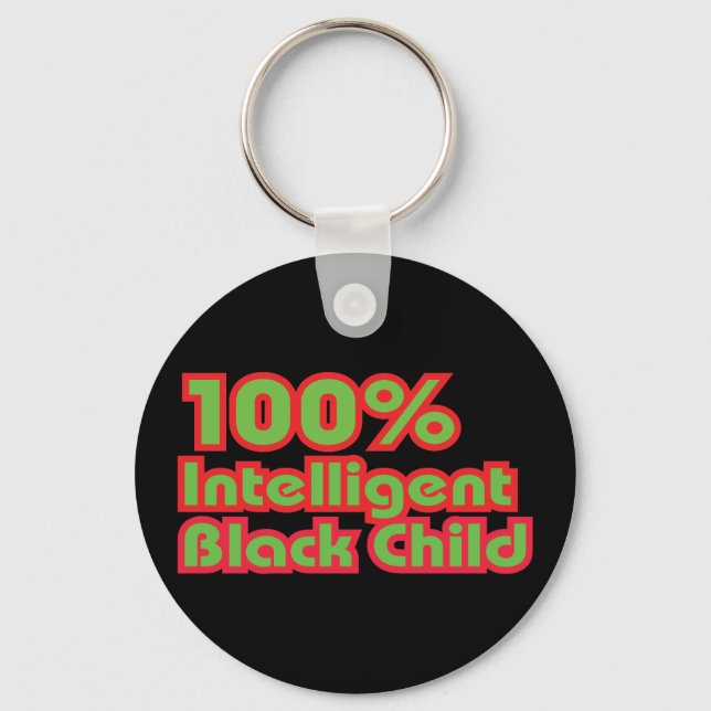 100% Intelligent Black Child Keychain (Front)