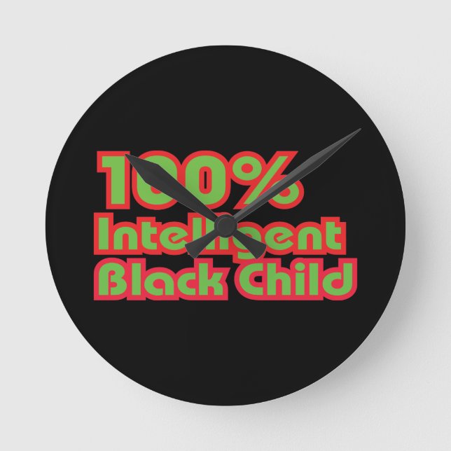 100% Intelligent Black Child Round Clock (Front)