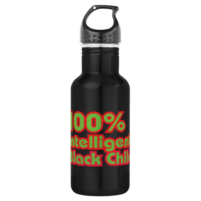 100% Intelligent Black Child Stainless Steel Water Bottle (Front)