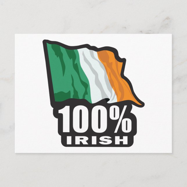 100% Irish/Flag of Ireland Postcard (Front)