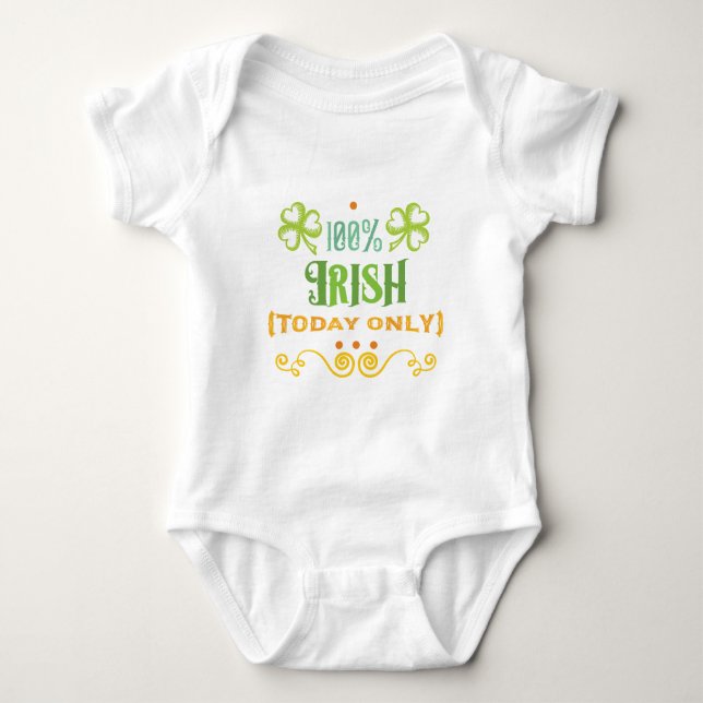 100% Irish Today Word Art Baby Bodysuit (Front)
