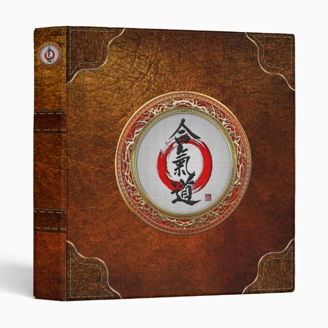 [100] Japanese calligraphy - Aikido 3 Ring Binder (Front/Spine)